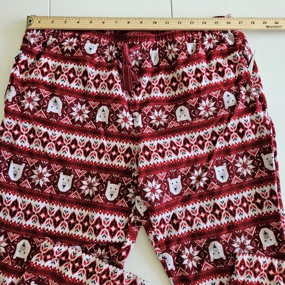 Old Navy Holiday Pajama Set Women L Polar Bear Snowflake Print Red White - Picture 7 of 16